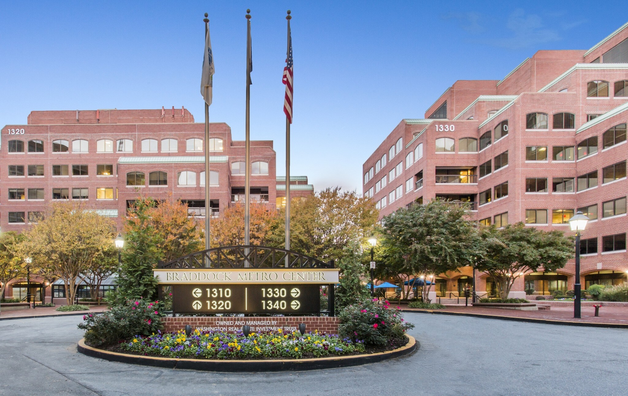 Braddock Metro Center exterior and landscaped arrival